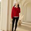 VICTORIA&VERA Women's Red Wool Blend Round Neck Knitted Sweater