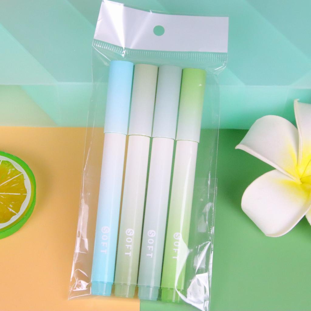 4Pcs Gradual Change Color Highlighter High Value Color Handbook Pen Student Marker Pen Office Supplies