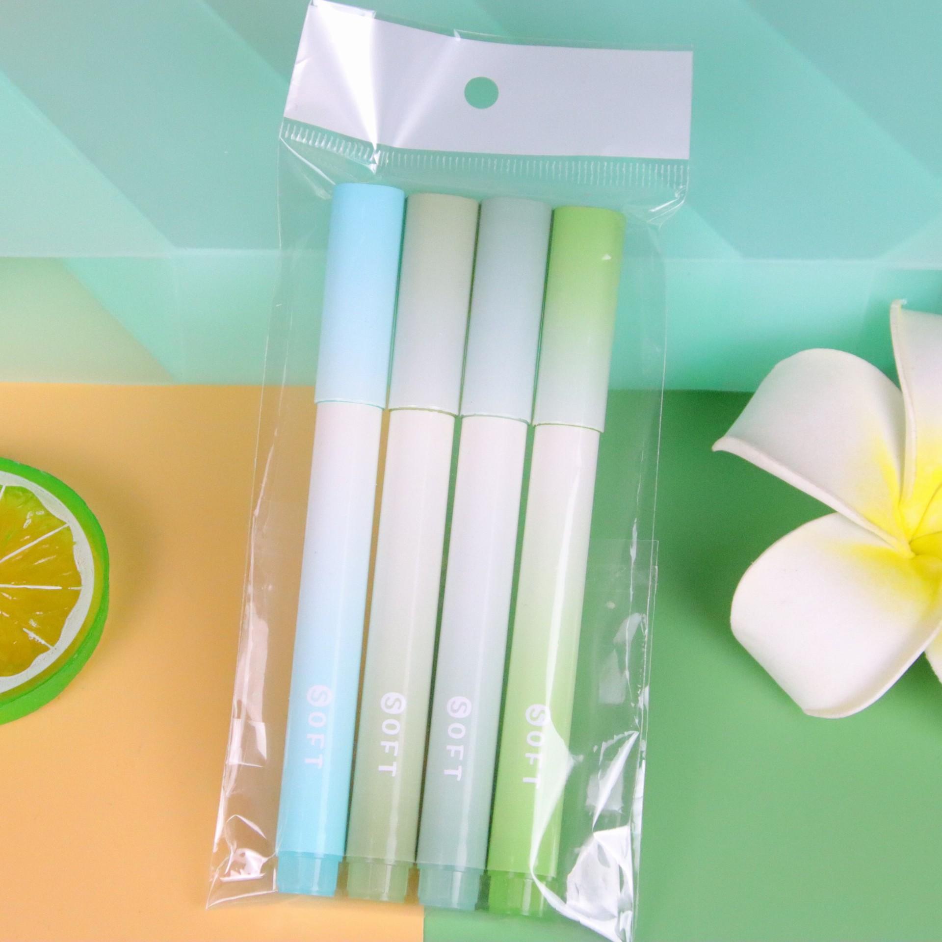 4Pcs Gradual Change Color Highlighter High Value Color Handbook Pen Student Marker Pen Office Supplies
