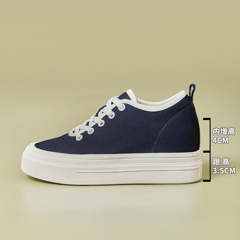 

. Inner heightening canvas shoes women s thick-soled versatile spring and autumn breathable small casual board shoes women 34 тёмно-синий