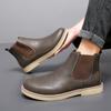 Herrstövlar i äkta läder, Högkvalitativa Retro Casual Skor, Bekväma Jeansstövlar, Vinterstövlar för Gatan, Storlek 48