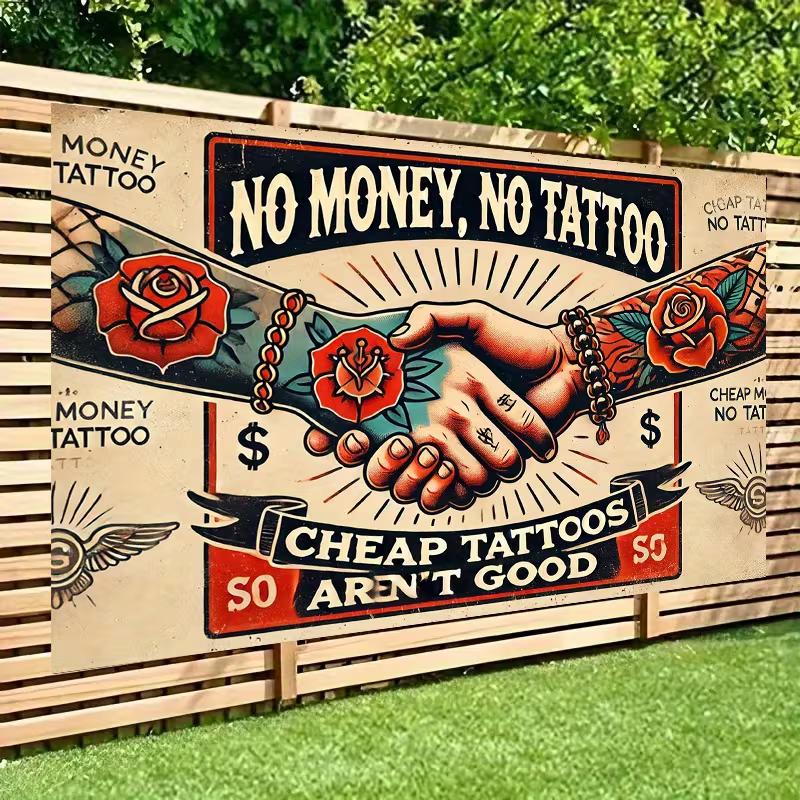 2D Vintage Tattoo Shop Tapestry, "Cheap Tattoos Aren't Good" Sign