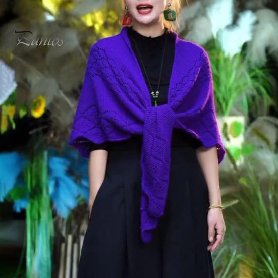 Strickschal für Damen, einfarbig, Fransendesign, leicht, vielseitig, hohl, Schal mit offenem Strickmuster