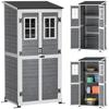 Garden Storage Shed Tool Shed With 2 Windows Ground Stakes Asphalt Roof 91 X 69 X 192 Cm Fir Wood Light Gray