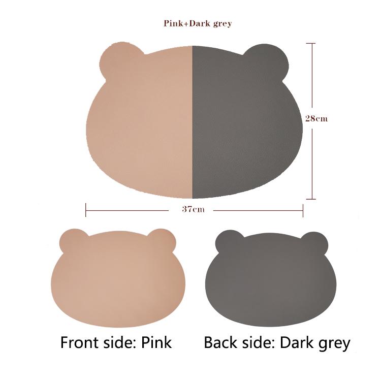 

6pcs Cute Bear Shape PVC Placemats Fashion Home Kitchen Decoration Table Mats Lychee Pattern Washable Placemats coaster set NONE M&irregular