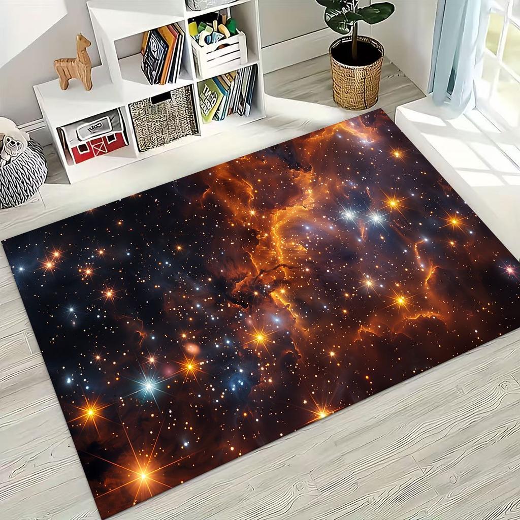 Dreamy Galaxy Universe Space Stars Black Hole Earth Rug for Bedroom Living Room Sofa Home Doormat Decor,Kid Non-slip Floor Mat
