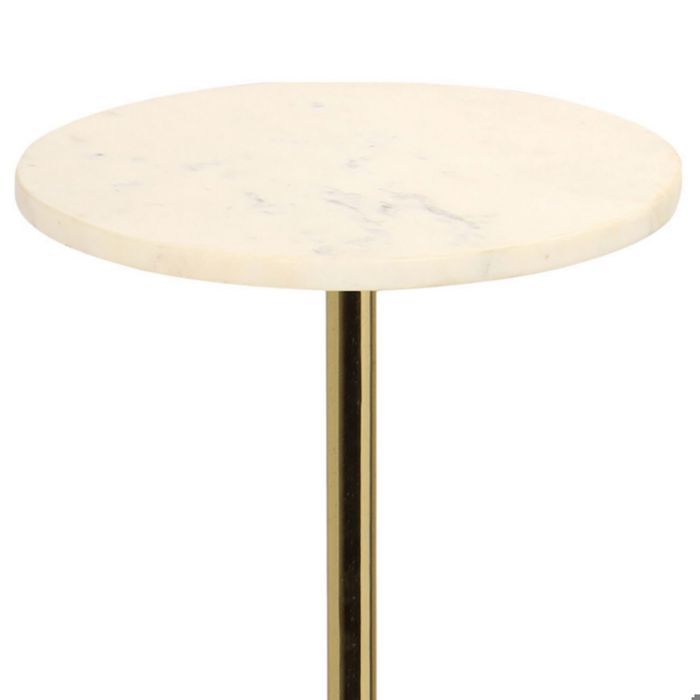 Table d'appoint en laiton et marbre 25,5 x 53 cm