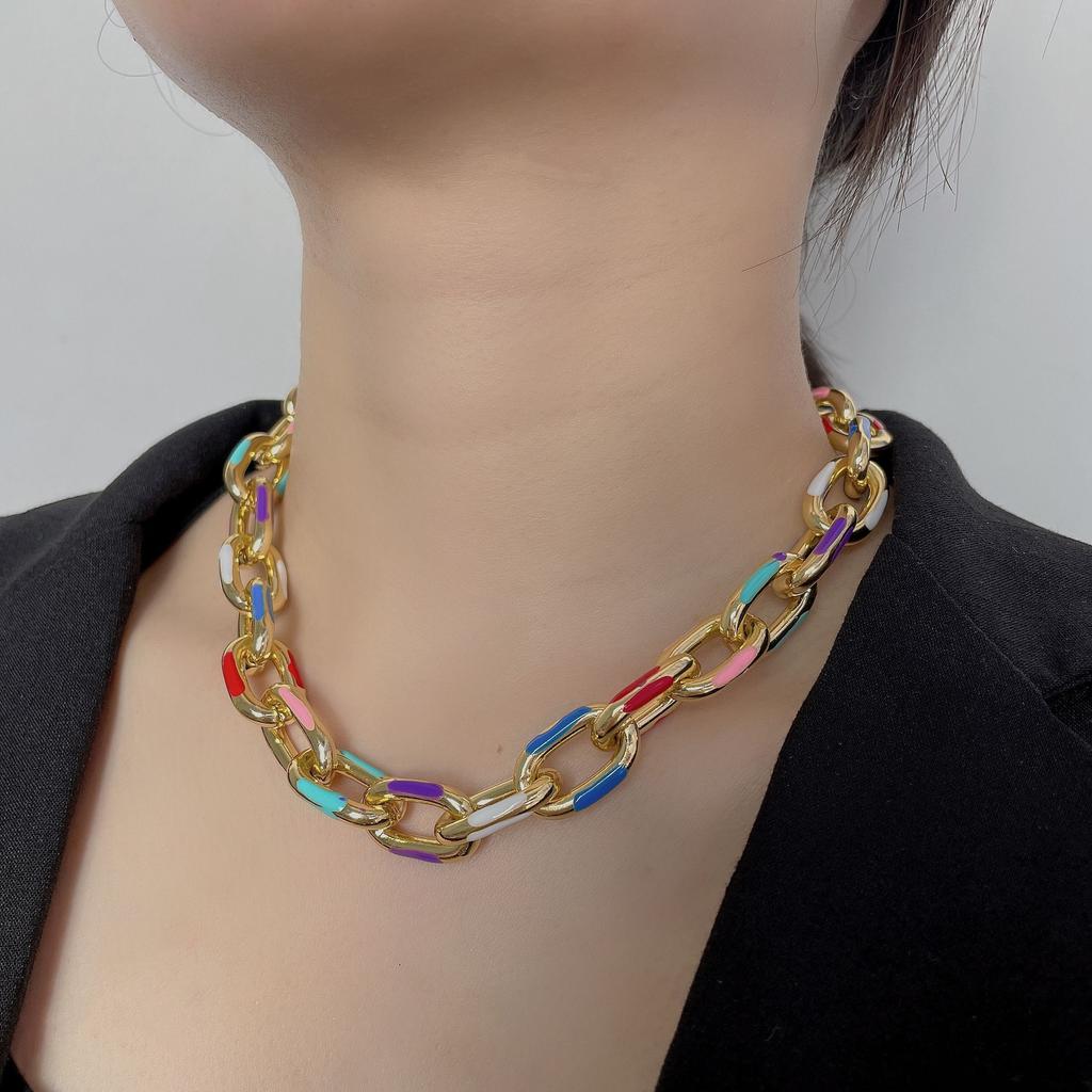 European and American Jewelry Geometric Simple Cold Style Cross Chain Necklace Women's Fashion Mixed Color