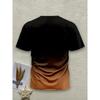 Men's 3D Gradient Solid Color Print T-shirt - Short-sleeved Breathable Polyester Round Neck Casual Streetwear Top
