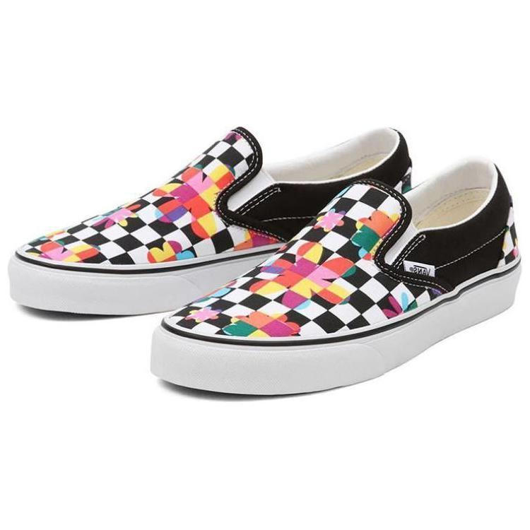 Vans Slip-On Canvas Casual Checkerboard Floral Low Top Skate Shoes Unisex Sneakers Black White VN000XG8B05