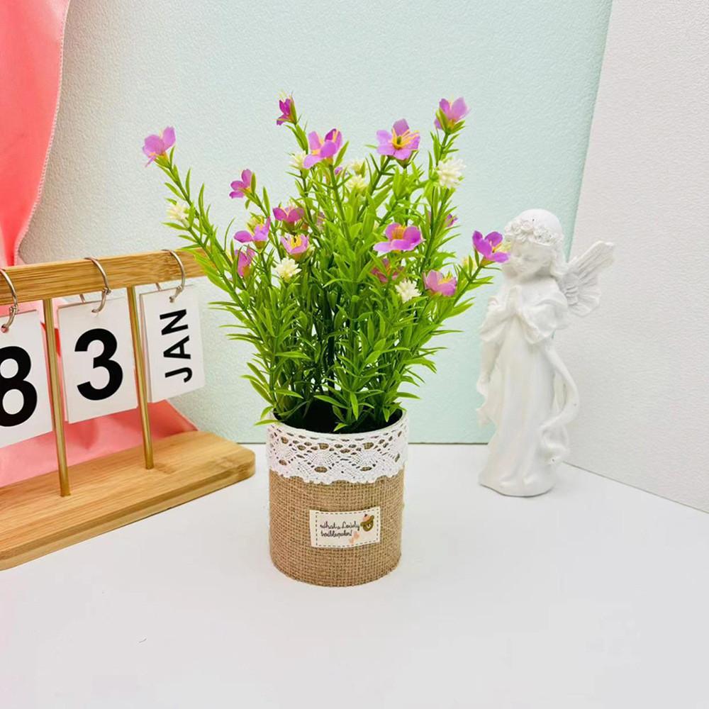 Perennis Bellis Potted Plant Linen Flower Pot For Hotel Dining Room Decoration