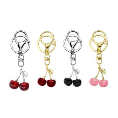 Trendy Cherry Alloy Keychain Stylish Cherry Keychain Pendant Unisex Keyrings Accessory for Bag Keys Phones