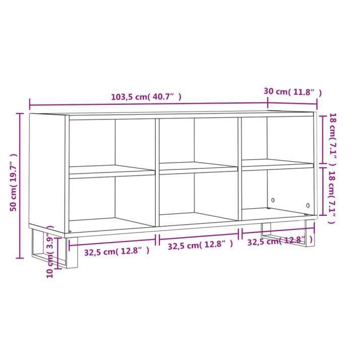 VidaXL Meuble TV blanc brillant 103,5x30x50 cm bois d'ingénierie 826998
