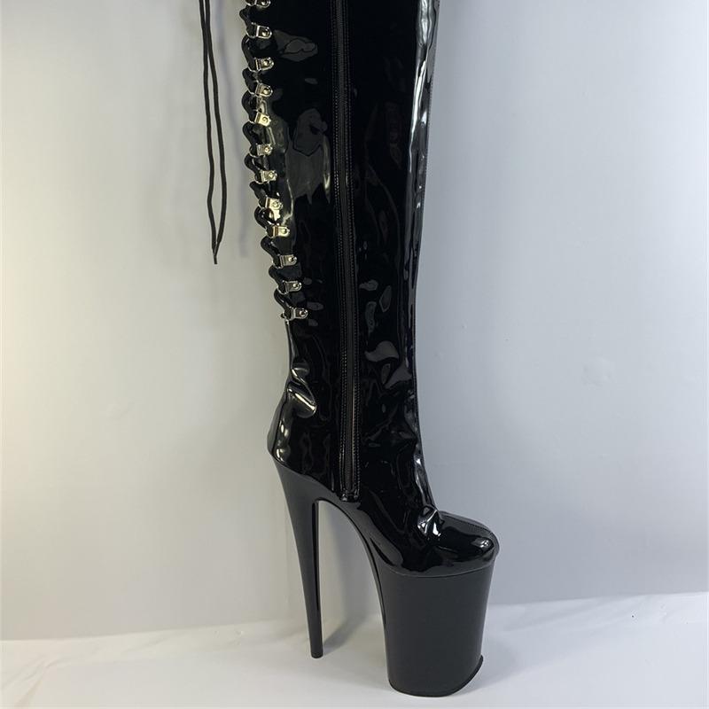 Direct sales black waterproof table boots women's over-the-knee winter versatile super high-heeled long-heeled fashion boots 23CM