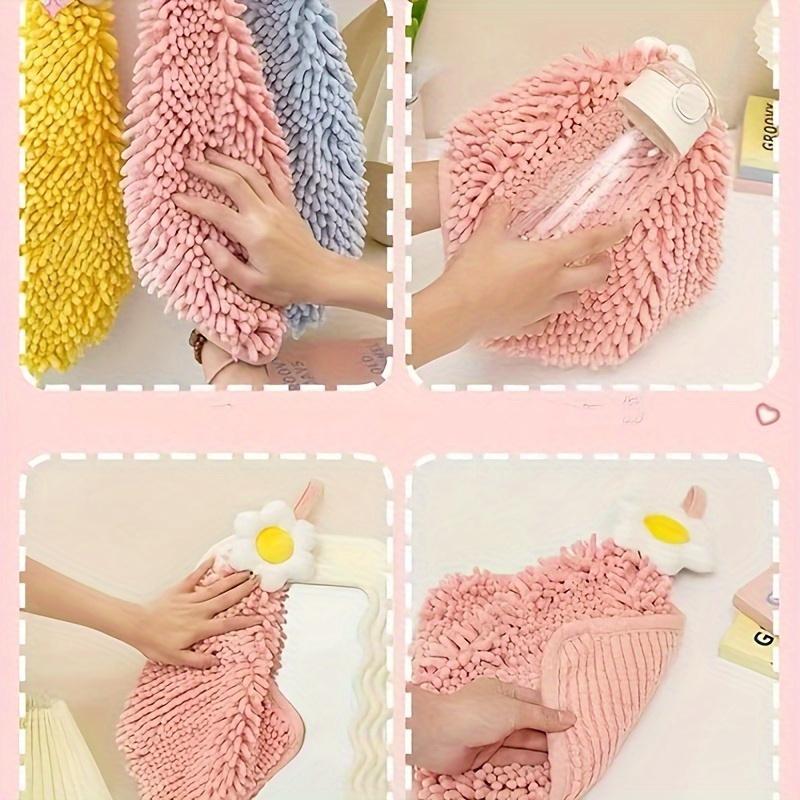 Super Soft Absorbent Kitchen Towel - Cute Egg Flower Pattern, Coral Fleece, Suitable for Hand and Cleaning Suitable for Home Cleaning