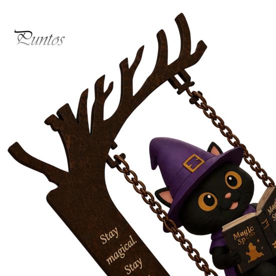 Spooky Halloween Party Supplies Funny Swing Ornament, Witch/Skeleton/Mummy/Pumpkin Ghost Sitting on Indoor Outdoor Decorations Reading Book
