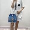Bags Women'S Bags Bucket Bags One Shoulder Crossbody Woven Bags Rhinestone Chain Bags Denim Bags