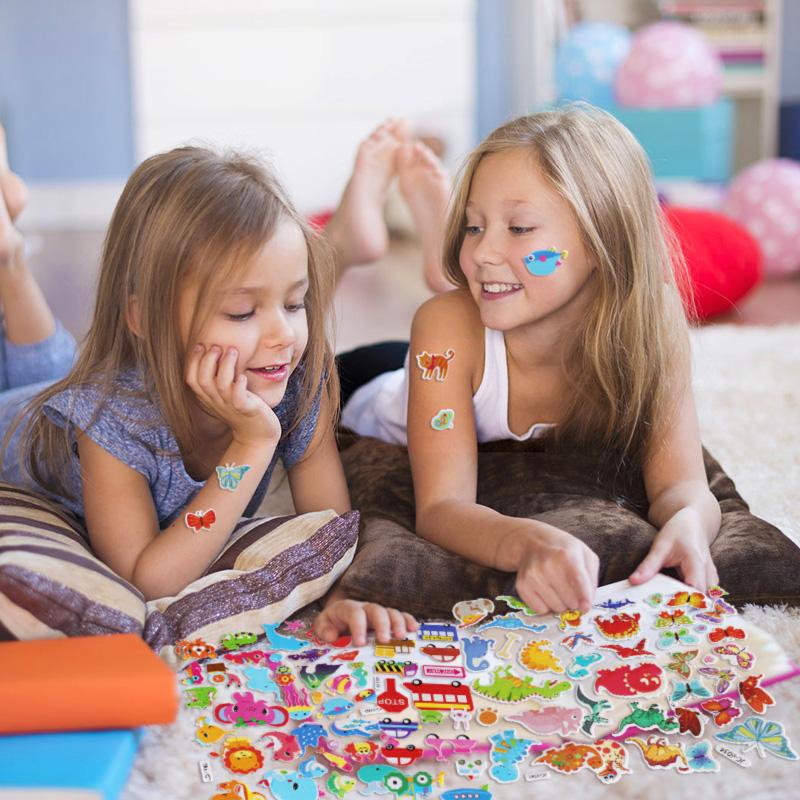 10Sheets 3D Bubble Stickers Cartoon Animal Cars Sticker Kids Boy Girl Birthday Party Favors Pinata Fillers Christmas Gift Toys