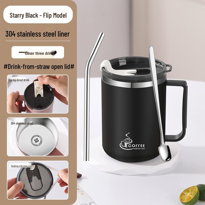 Drop-Proof 304 Stainless Steel Mug with Lid for Home, Office, or Dorm Use
