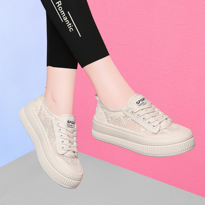 Breathable Lace Fisherman Shoes Women's Summer Women's Shoes Board Shoes New with Skirts White Shoes Versatile Women's Shoes