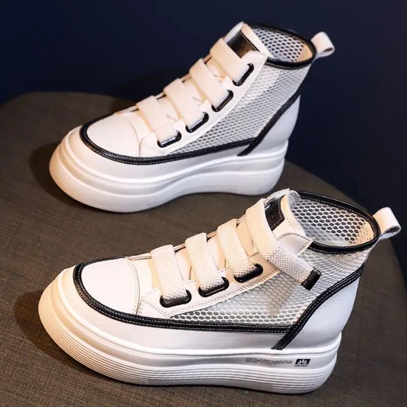 

Обувь 2024 года, высокие женские туфли на сетчатой дышащей платформе, черные женские, новые 39, модные туфли, весна, город, осень, тенденции 2020 года 35