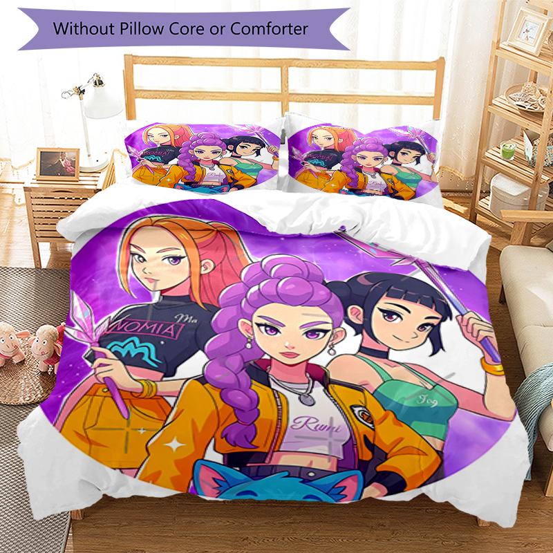 3pcs Kpop Hunter8 pattern bedding set duvet cover set includes duvet cover &pillowcases, perfect all season bedroom decoration & gift