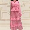 2023 Autumn Chiffon Ruffle Layered Long Dress for Women