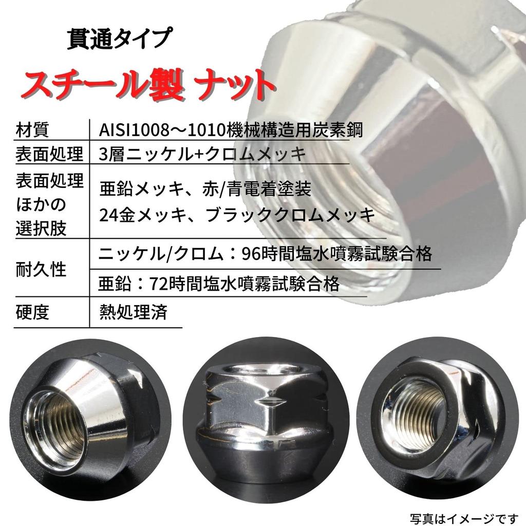 SHINSEI Wheel M12 for Suzuki and Subaru Nuts, Through-Type, P1.25, 17mm, 16-Pack, (R-16K)