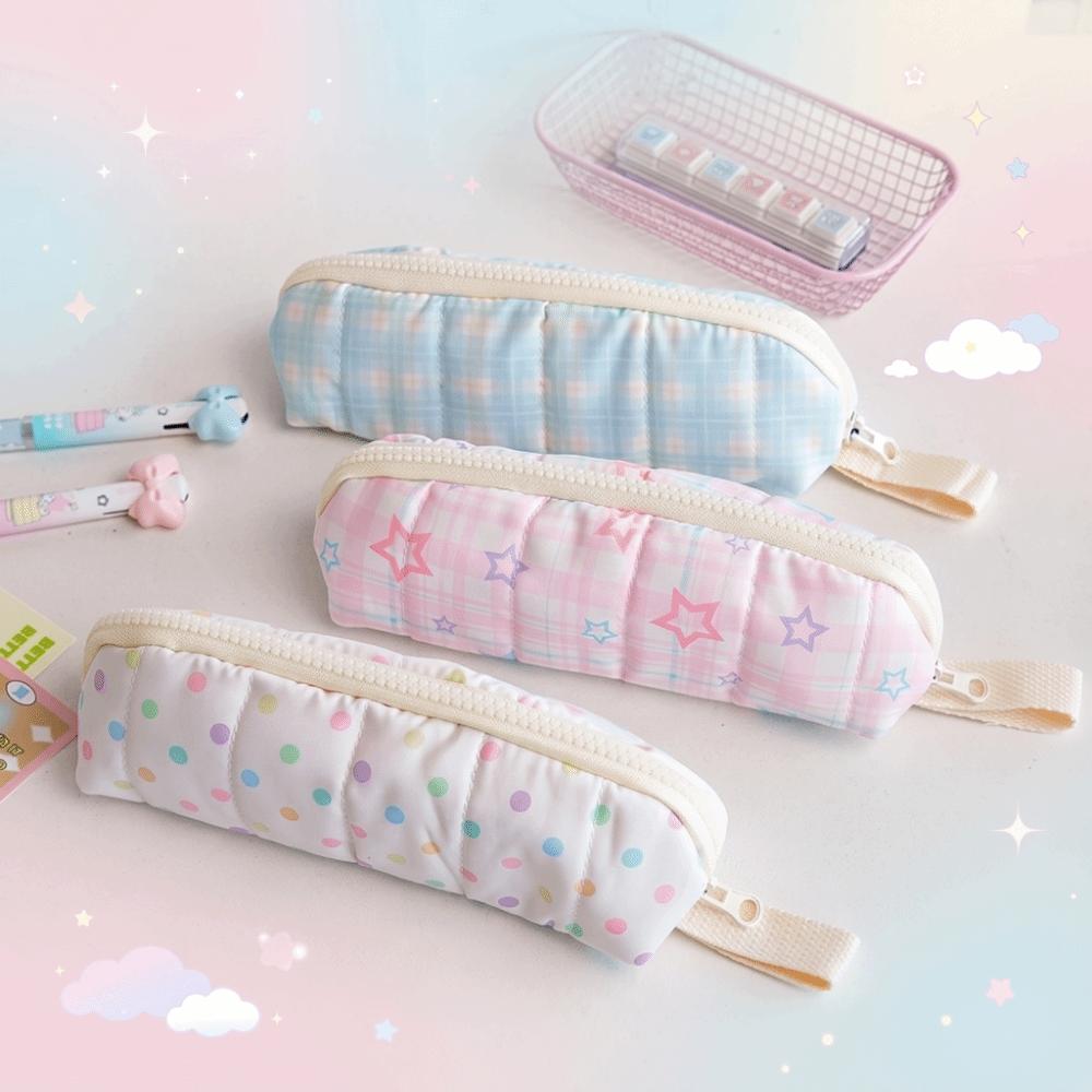Multifunctional Pencil Case Lattice Stationery Bag Aesthetic Pencil Bag School