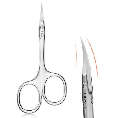 THRAU Eyebrow Scissors with Precision Tips and Cuticle Made of Premium Stainless for Cuticle Nail Hangnail Nose and Eyelashes Left-Handed Trimmers,