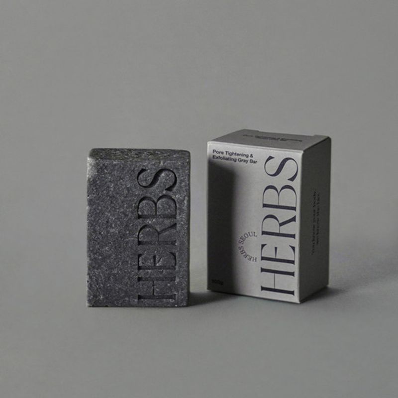 HerbsSeoul Natural Cleansing Soap, Gray Bar, Mugwort + Kaolin Clay (Pore/Exfoliation) 100g Gray 100g