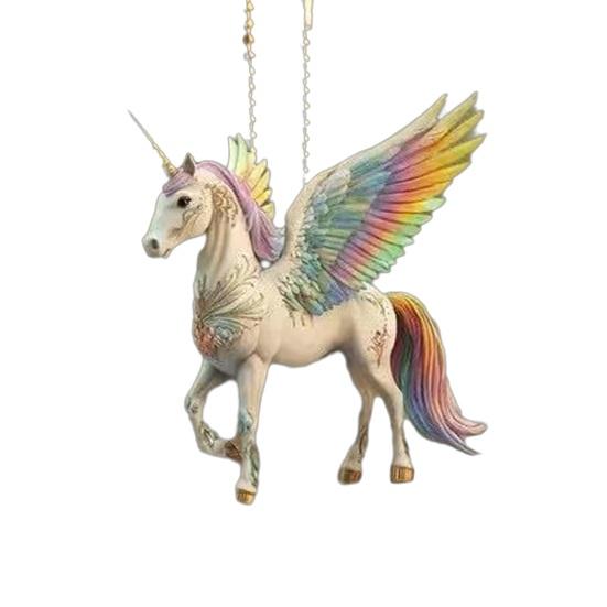 Pferd Weihnachtsanhänger 2D Acryl Pferd Auto Rückspiegel Hängeanhänger Pferdegeschenke für Frauen Pferdeliebhaber