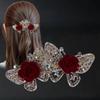 AWAYTR Korean Crystal Flower Hair Clip Vintage Rhinestone Clip Extra Large Spring Clip Women Hairpin Flower Hair Accessories