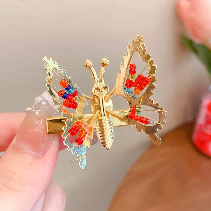 Moving Butterfly Hairpin Hanfu Fringe Hairpin Ancient Style Headdress Internet Celebrity Girl Side Clip Top Clip Bangs Clip