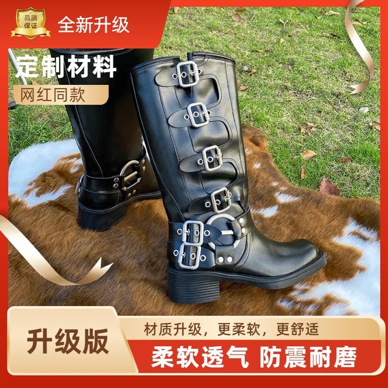 Maillard Western Cowboy Boots Women's 2025 New Spring and Autumn Coarse Heel Boots But Knee High Martin Boots