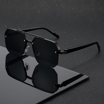 Neue quadratische Halbrahmen-Sonnenbrille für Herren, UV400-Schutz, Fahrbrille für großes Gesicht, Modische Sonnenbrille für Outdoor und den täglichen Gebrauch