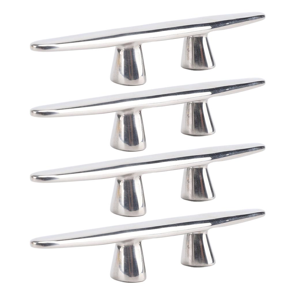 4PCS 6in Open Base Boat Cleat 316 Stainless Steel Polished Dock Cleats Tie Down for Yacht Cargo Ship Speedboat