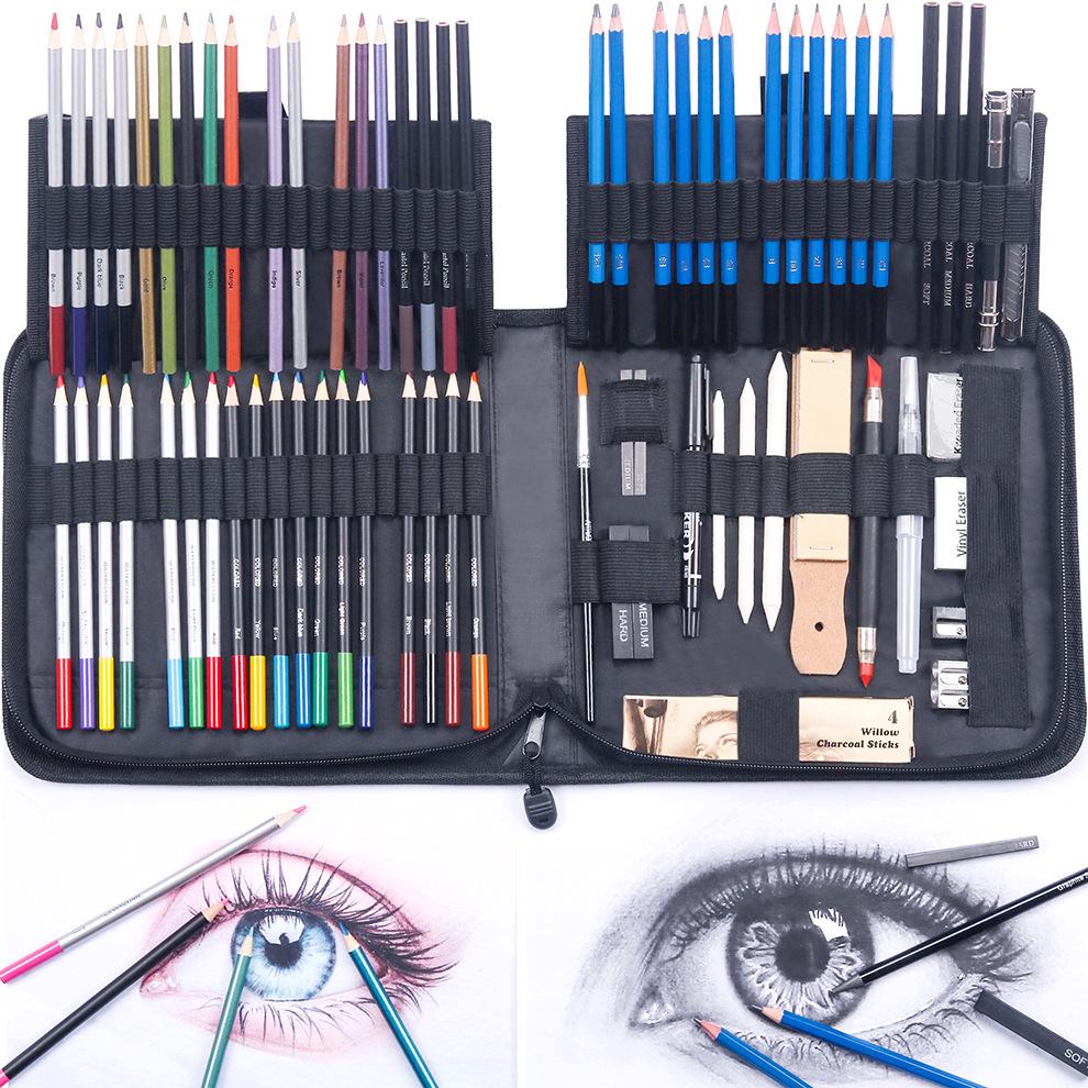 83-Piece Professional Sketching & Colored Pencils Set for Fine Art Drawing