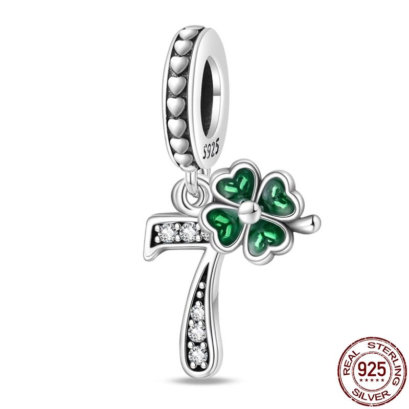 Genuine New Product Copper Lucky Number Pendants Fits Pan Bracelets DoItYourself Charms For Women Jewellery Fashion Gifts