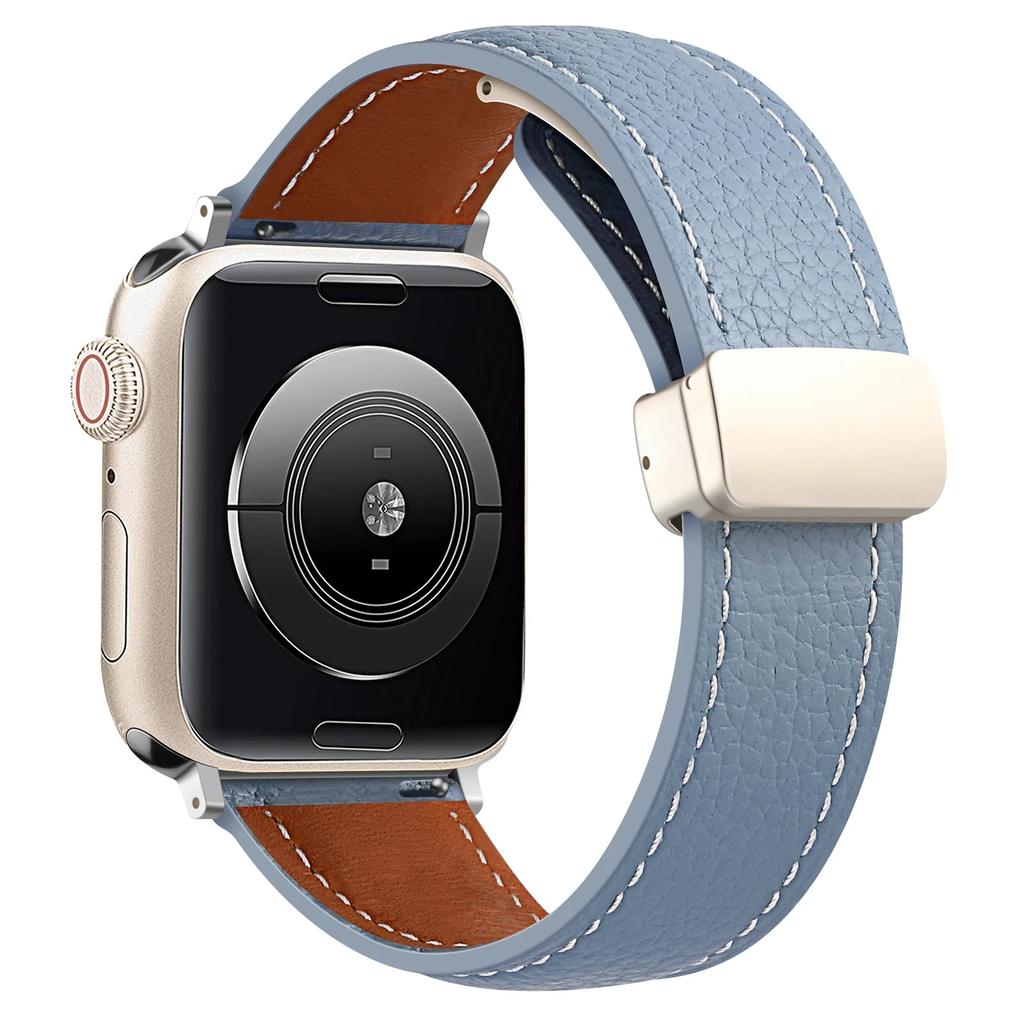 Leather Magnetic Buckle Strap for Apple Watch 7 8 9 45mm 41mm Ultra2 49mm Leather Band for iWatch Series 6 5 4 40mm Bracelet