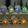 Xmas Luminous Wooden House Hotel Christmas Tree Window Decoration Pendant Ornaments DIY Gift