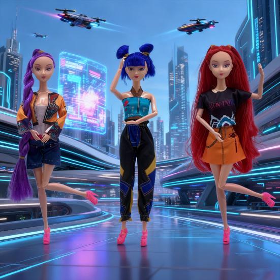 3Pcs K-pop Fashion Doll with 9 Movable Joints Dynamic Pose Doll Collectible Action Figure with Unique Style