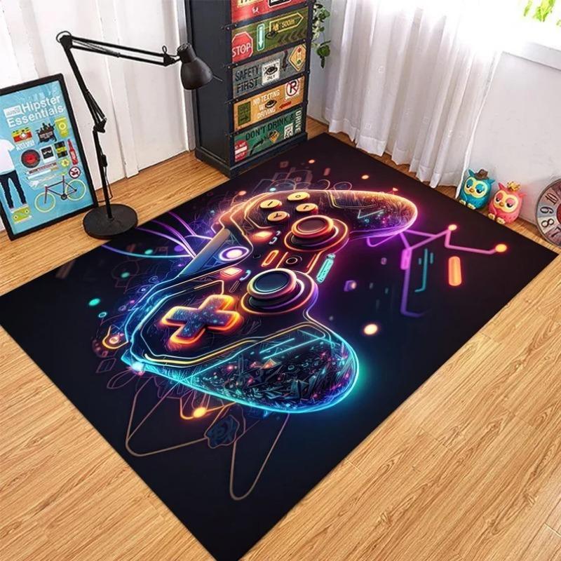 Stone Play Mat E-Sport Rug Gamer Rug Gaming Rug Game Rug Geometric Rug Play Room Neon Decor Rug Neon Look Rug Area Rug
