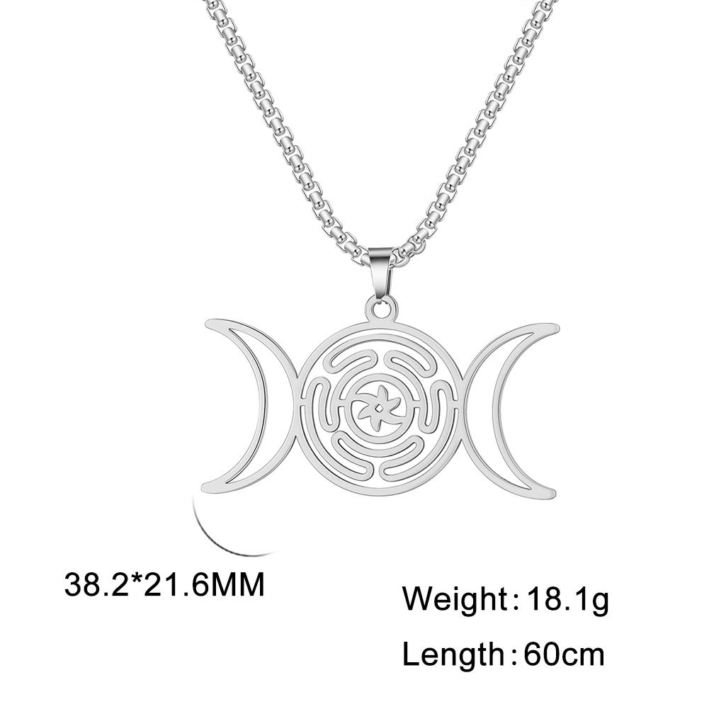 Divination Hekate Rad Altar Halsketten für Frauen Hexe Wicca Sonne Dreifache Mondgöttin Edelstahl Gotische Halskette Schmuck