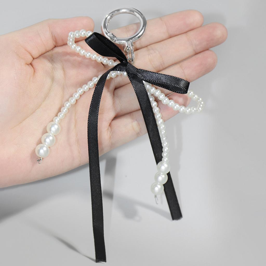 New Korean Cute Sweet Pearl Bow Keychain Heart Pendant Keyring Y2K Ins Aesthetic Holder for Girl Bag Pendant Accessories 2025