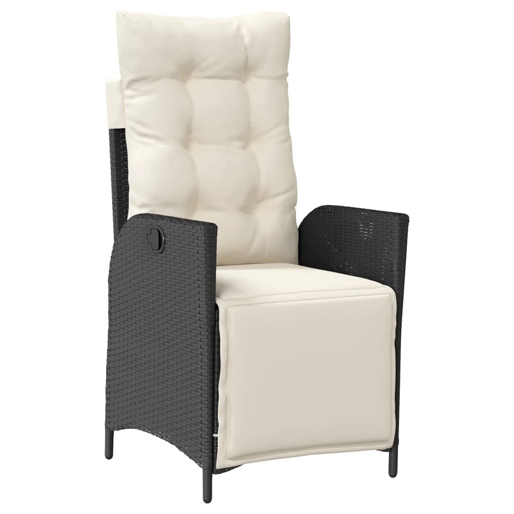 Vidaxl 3-Cz. Garden Furniture Set With Cushions, Black, PE Rattan