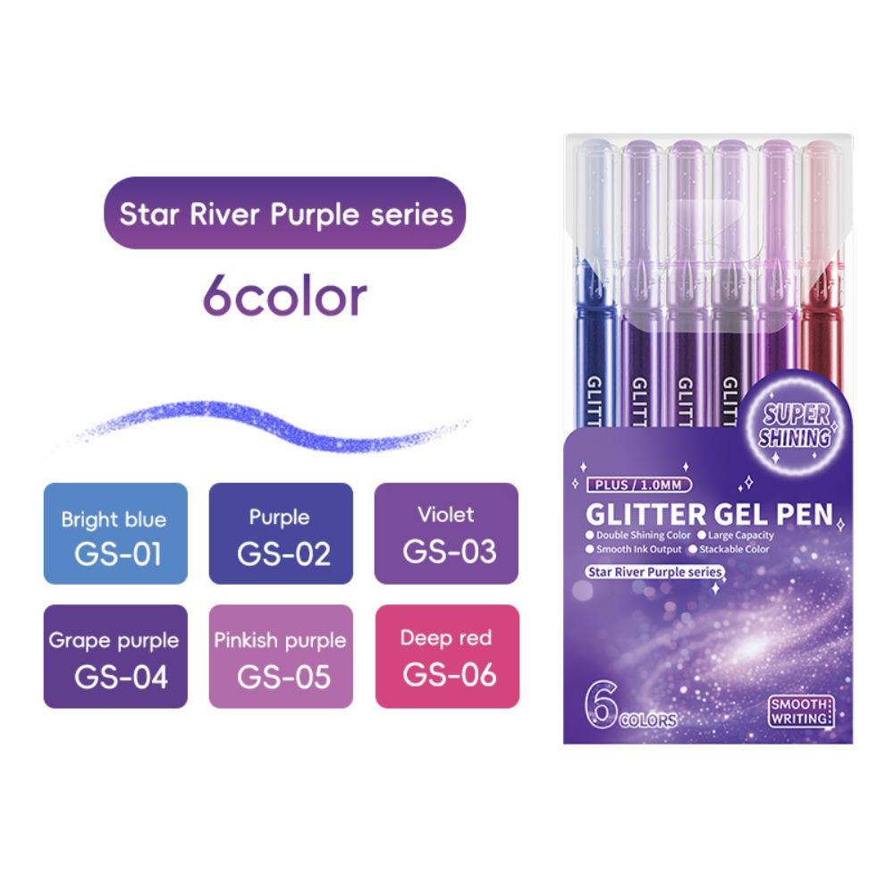 Gifts 6 Colors Glitter Effects Gel Pen 1.0mm Painting Graffiti Handbook Pen DIY Journaling Pens Student
