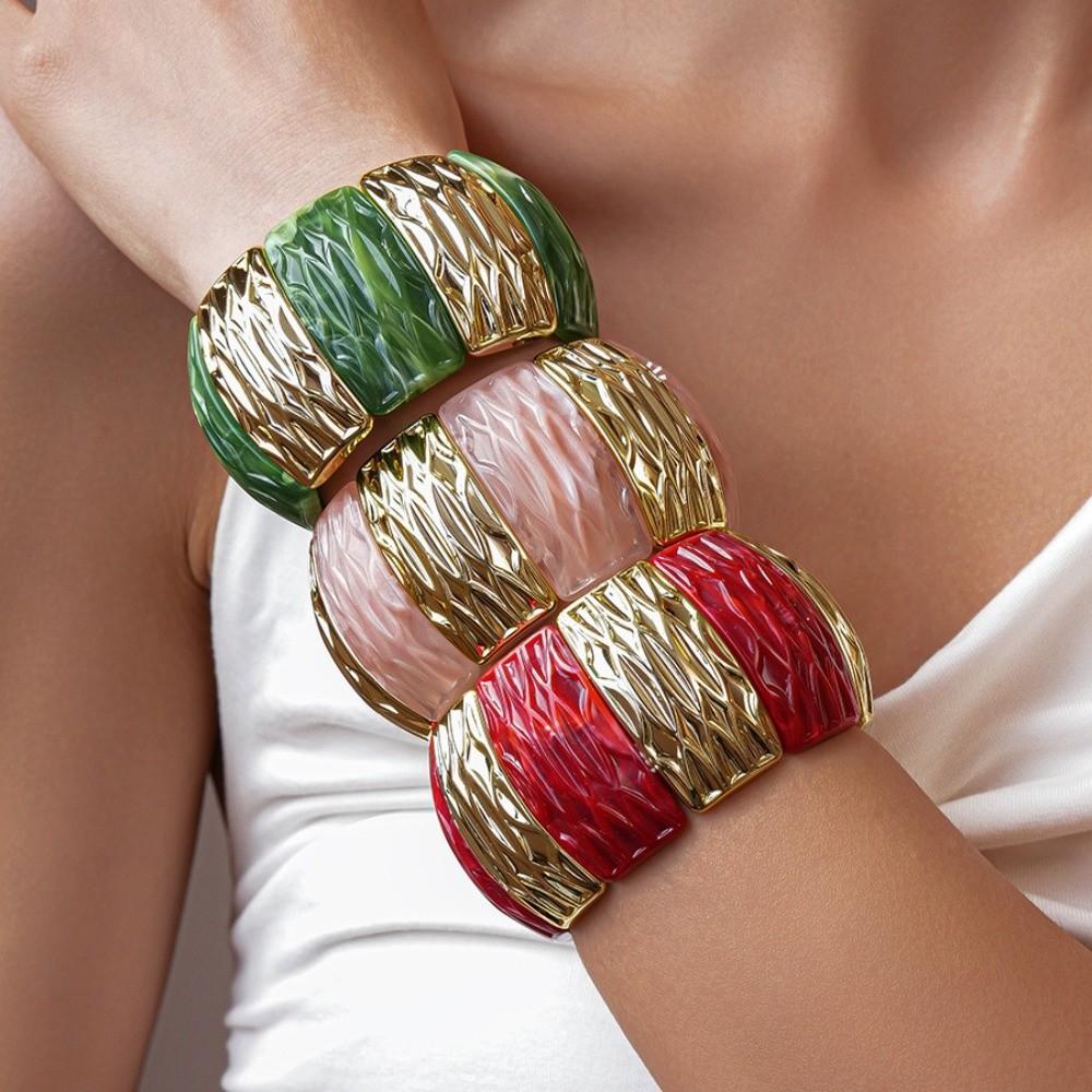 Bohemian Acrylic Bangle Smudging Retro Hand Ring Creative Irregular Wide Bracelet  Decoration
