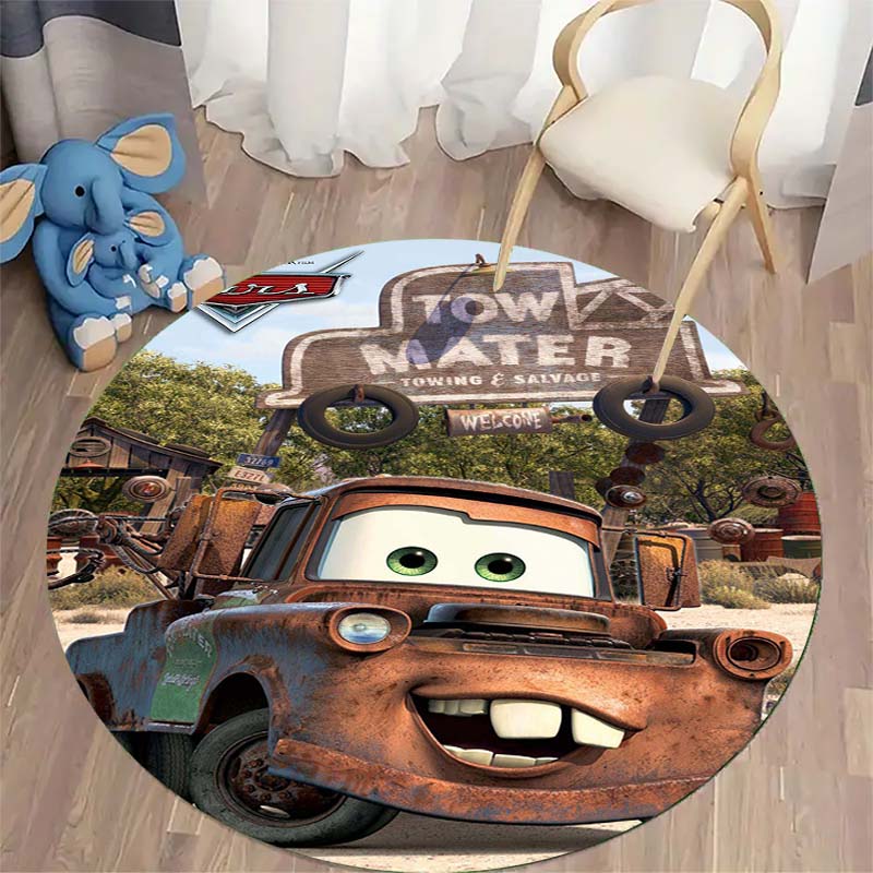Tappeto Rotondo con Popolare Motivo Auto da Corsa Tappeto Circolare per Camera da Letto Bambini Tappetino Antiscivolo McQueen per Decorazione Casa