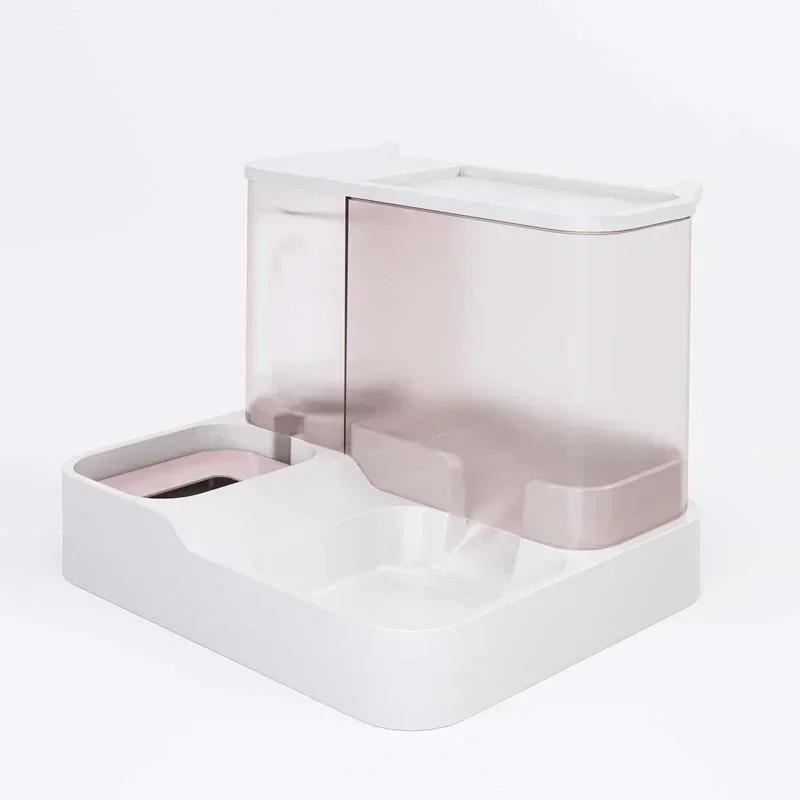 1 Pcs Pet Automatic Feeder Cat Pet 1L Water Dispenser Large Capacity Water Dispenser Dry Wet Separation Cats Dogs Food Container розовый